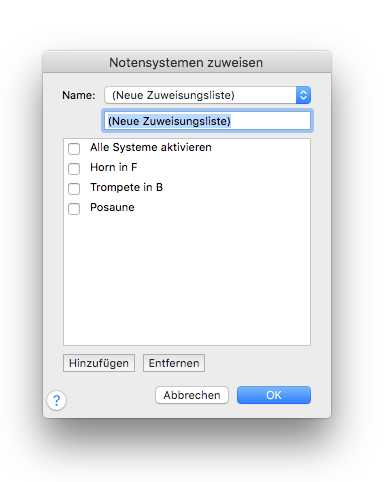 Dialogbox Notensystemen zuweisen